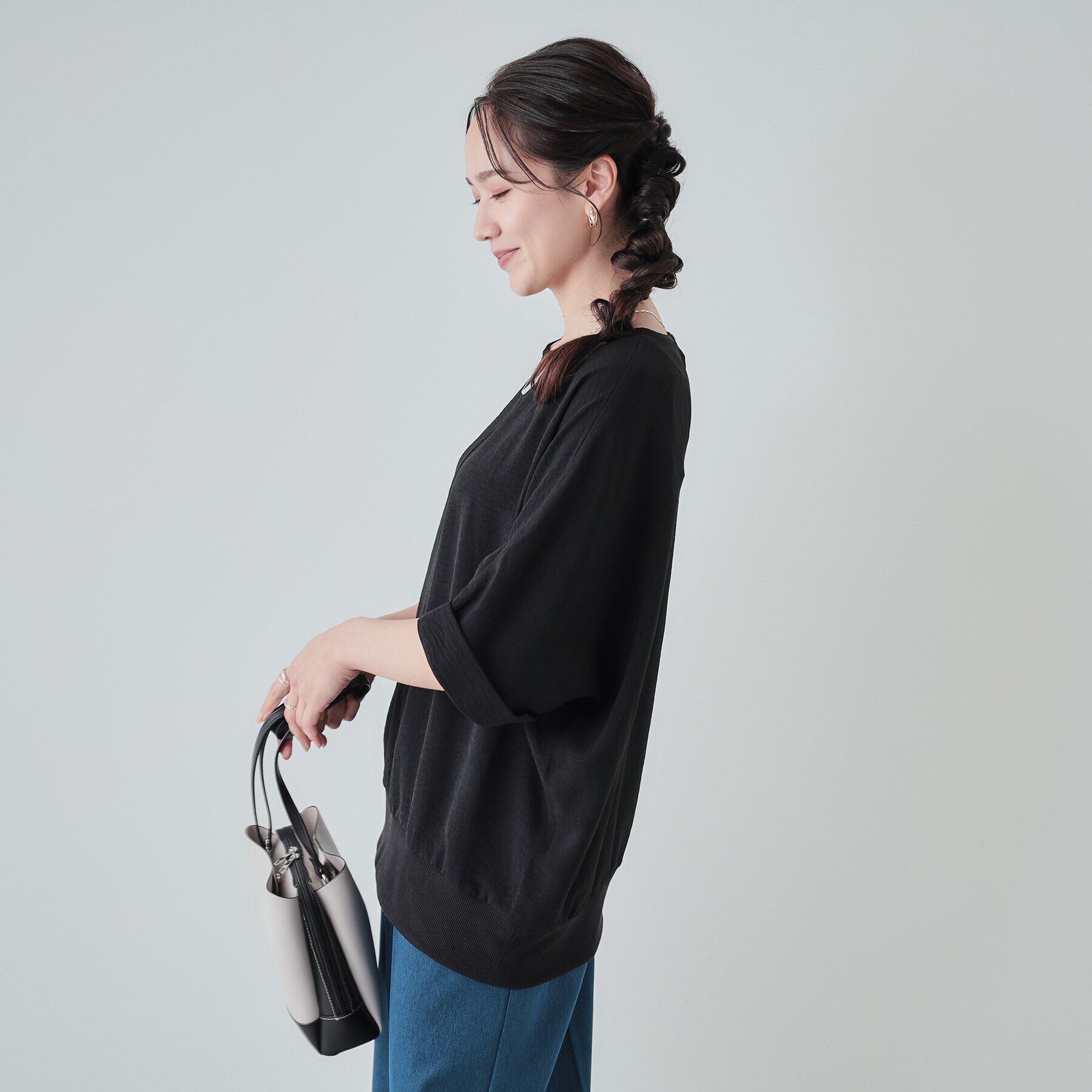 SHOO･LA･RUE「【洗える/UV/イージーケア】ドルマン 5分袖ブラウス」|シャツ・ブラウス|