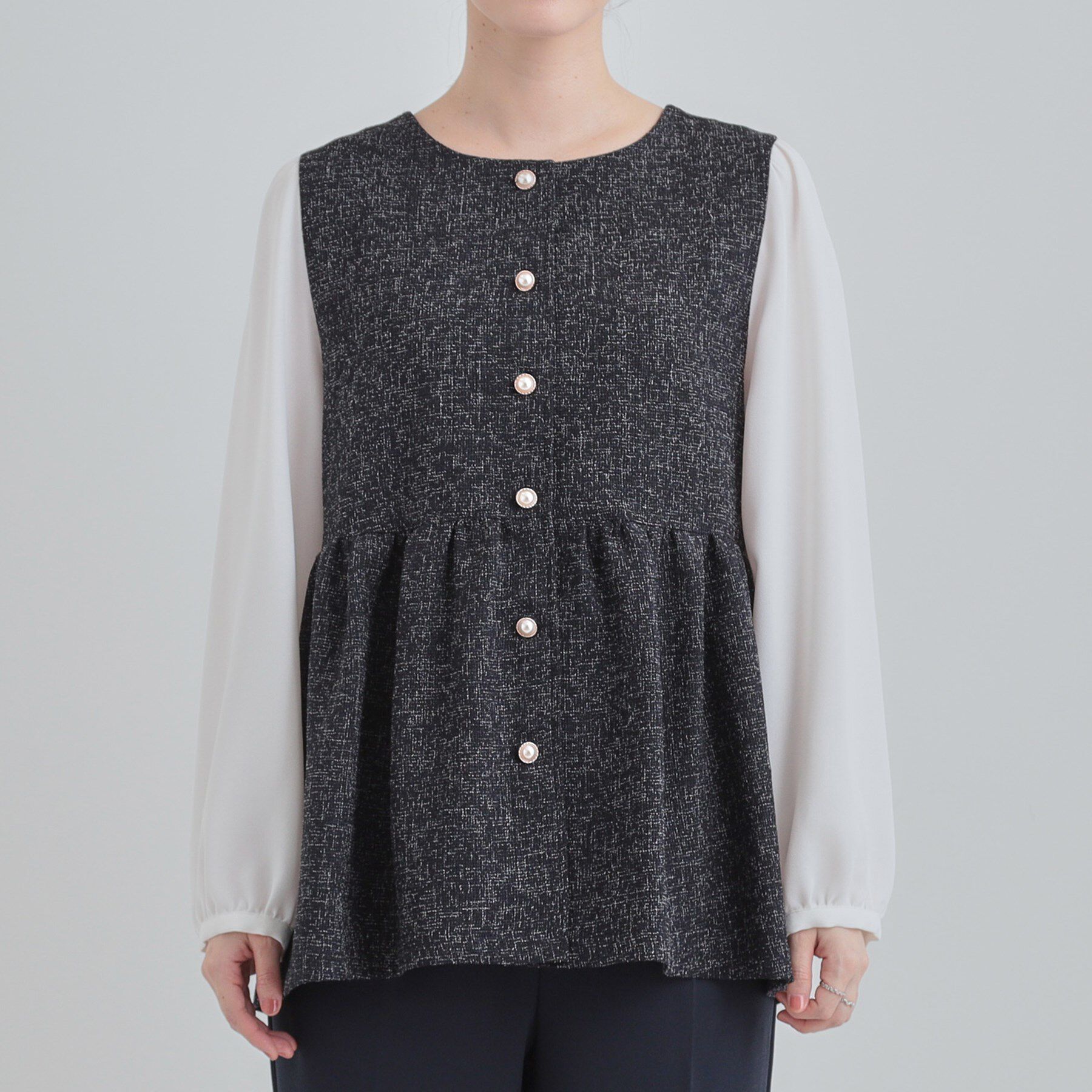 SHOO･LA･RUE「時短できちんと見えが叶う フェイクレイヤードブラウス」|シャツ・ブラウス|