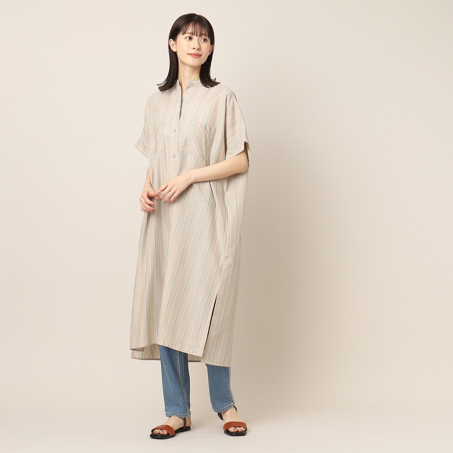 Dessin「アソート柄ロングシャツワンピース」|ワンピース|