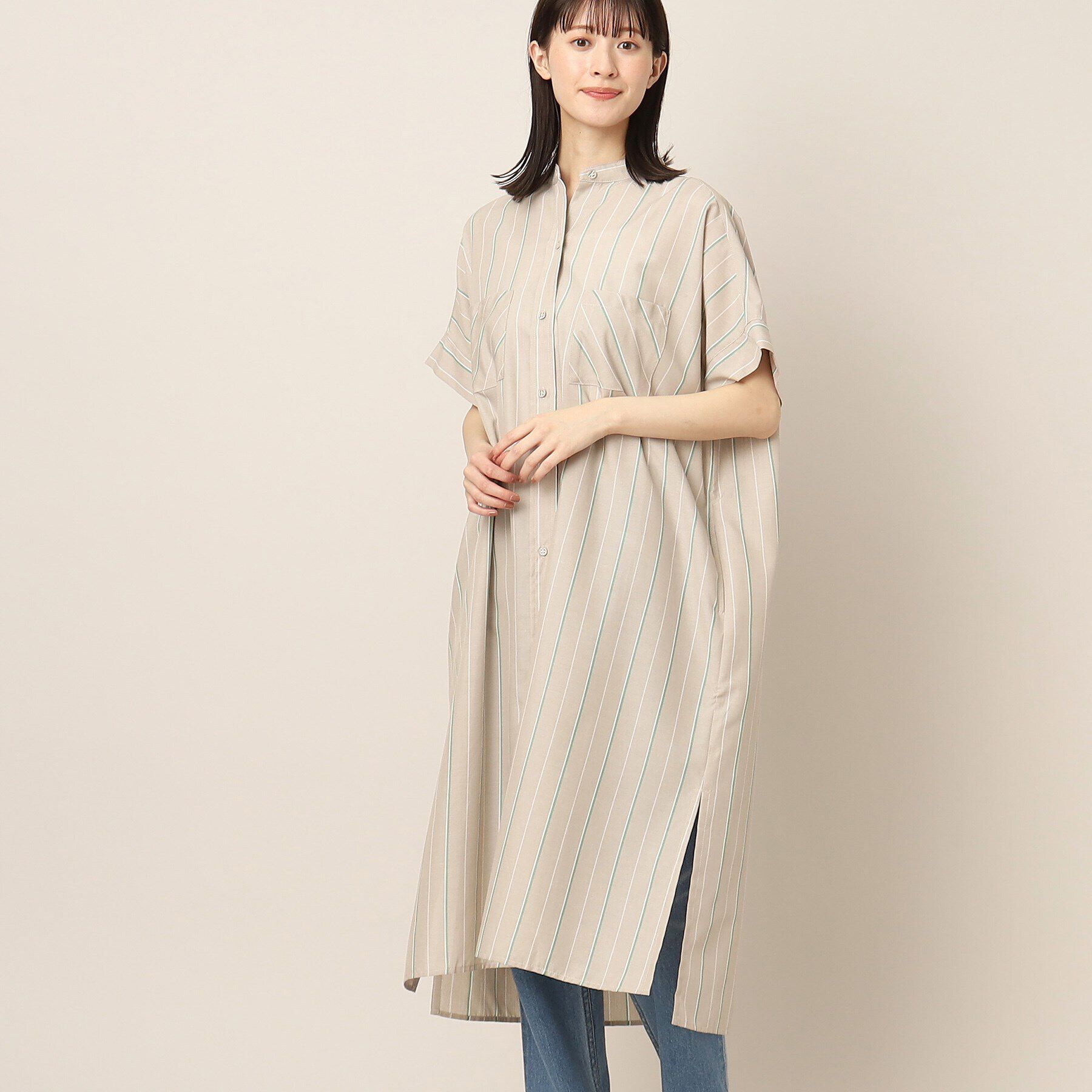 Dessin「アソート柄ロングシャツワンピース」|ワンピース|