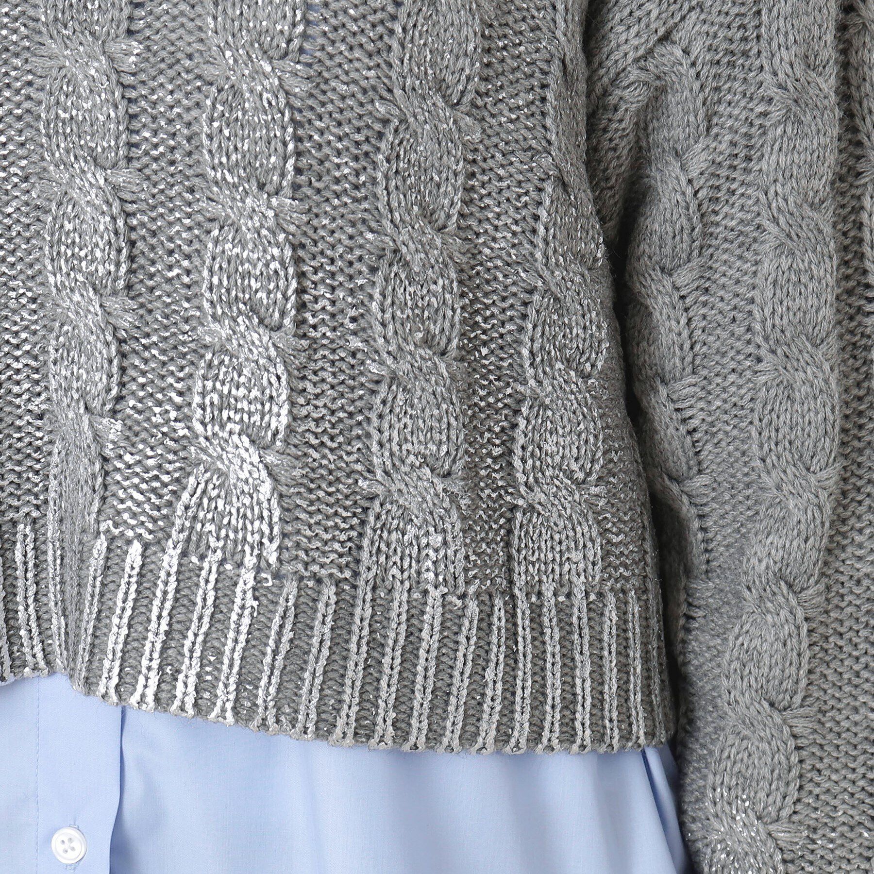 Dessin「【洗える】ショート丈箔プリントケーブルニット」|ニット・セーター|