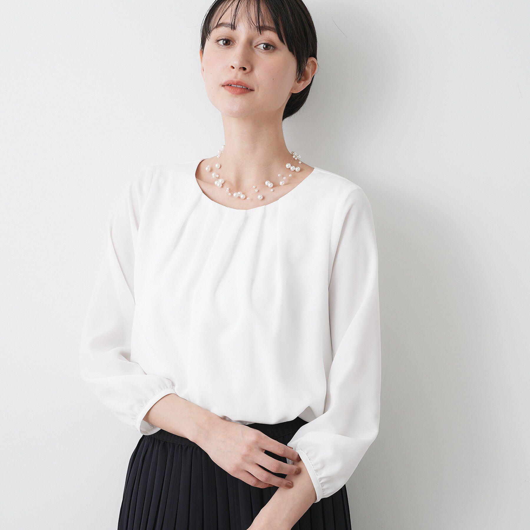 Dessin「【入卒/セレモニー/洗える】ジョーゼットブラウス」|シャツ・ブラウス|ホワイト(001)