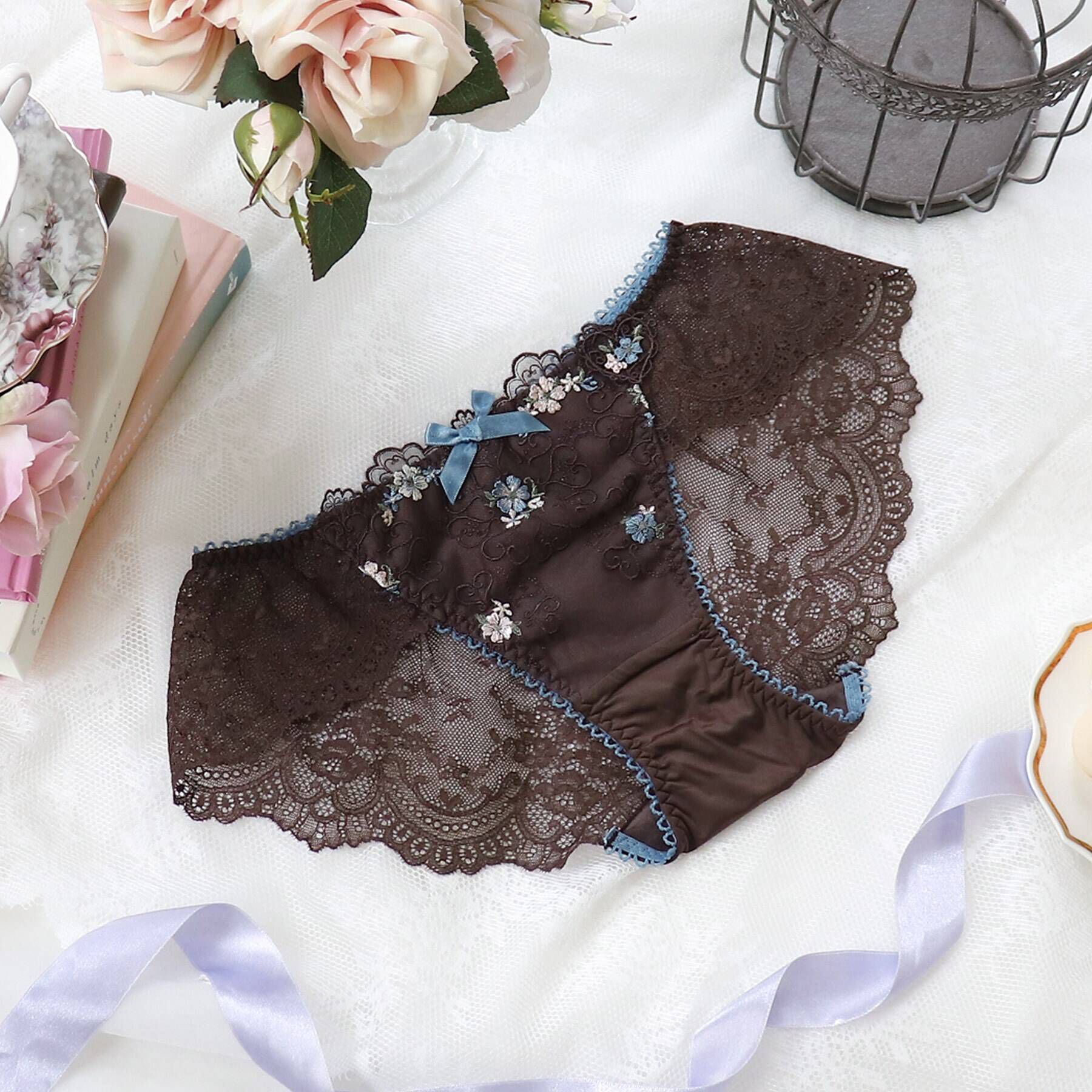 Risa Magli「アマイア レースショーツ」|インナー|ブラウン(040)