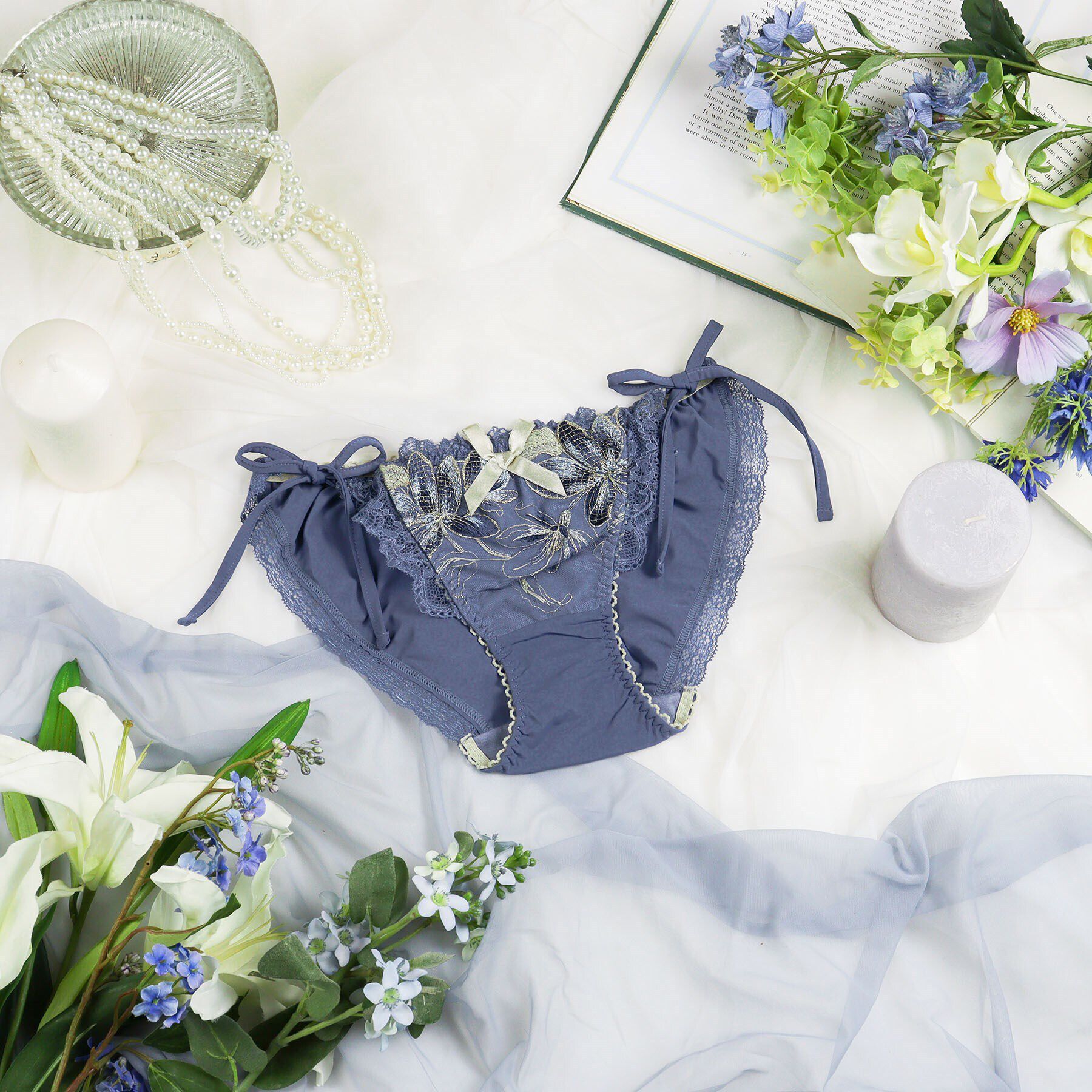 Risa Magli「イレーナ リボンショーツ」|インナー|ブルー(092)