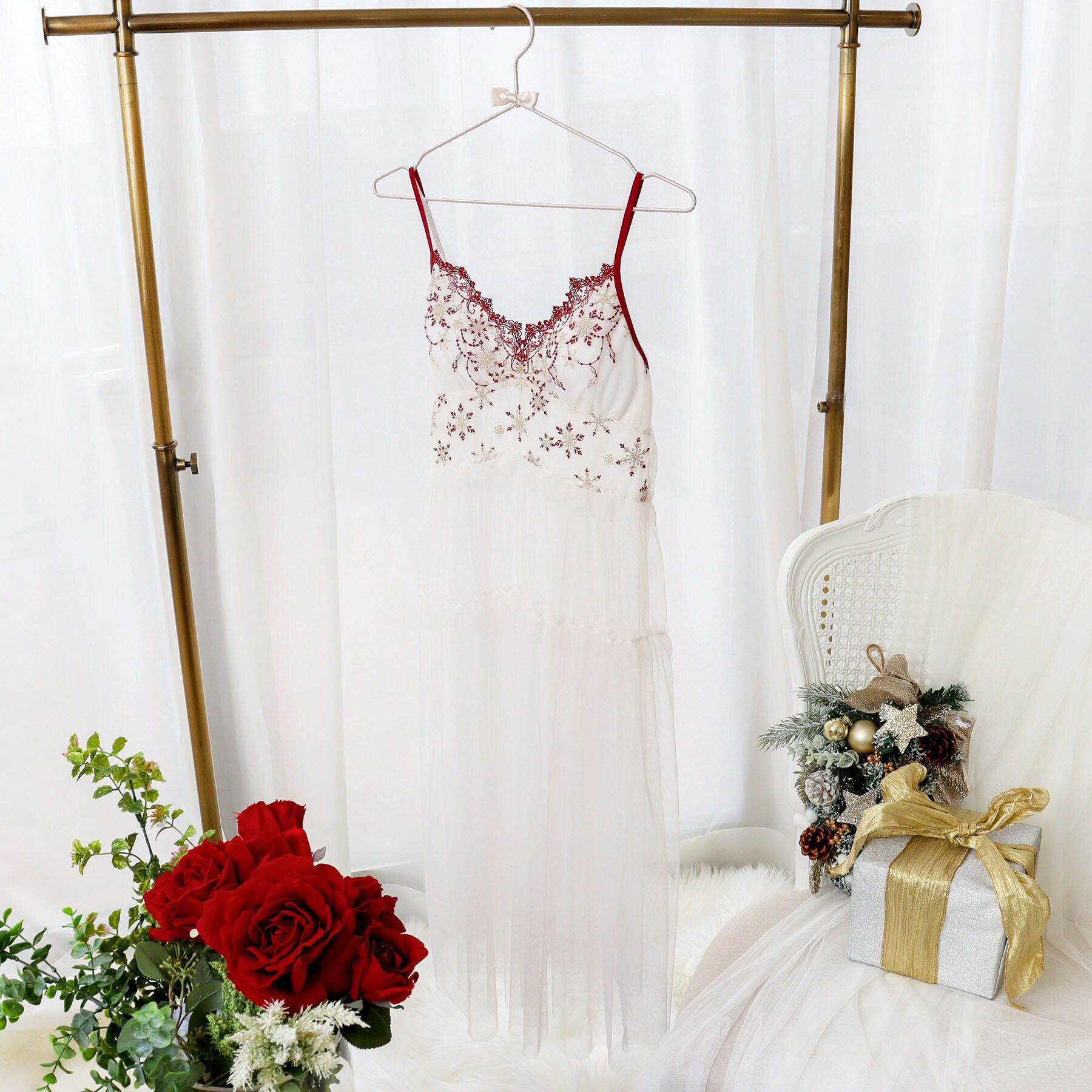 Risa Magli「グレッタ カップ付マキシワンピース」|インナー|レッド(061)