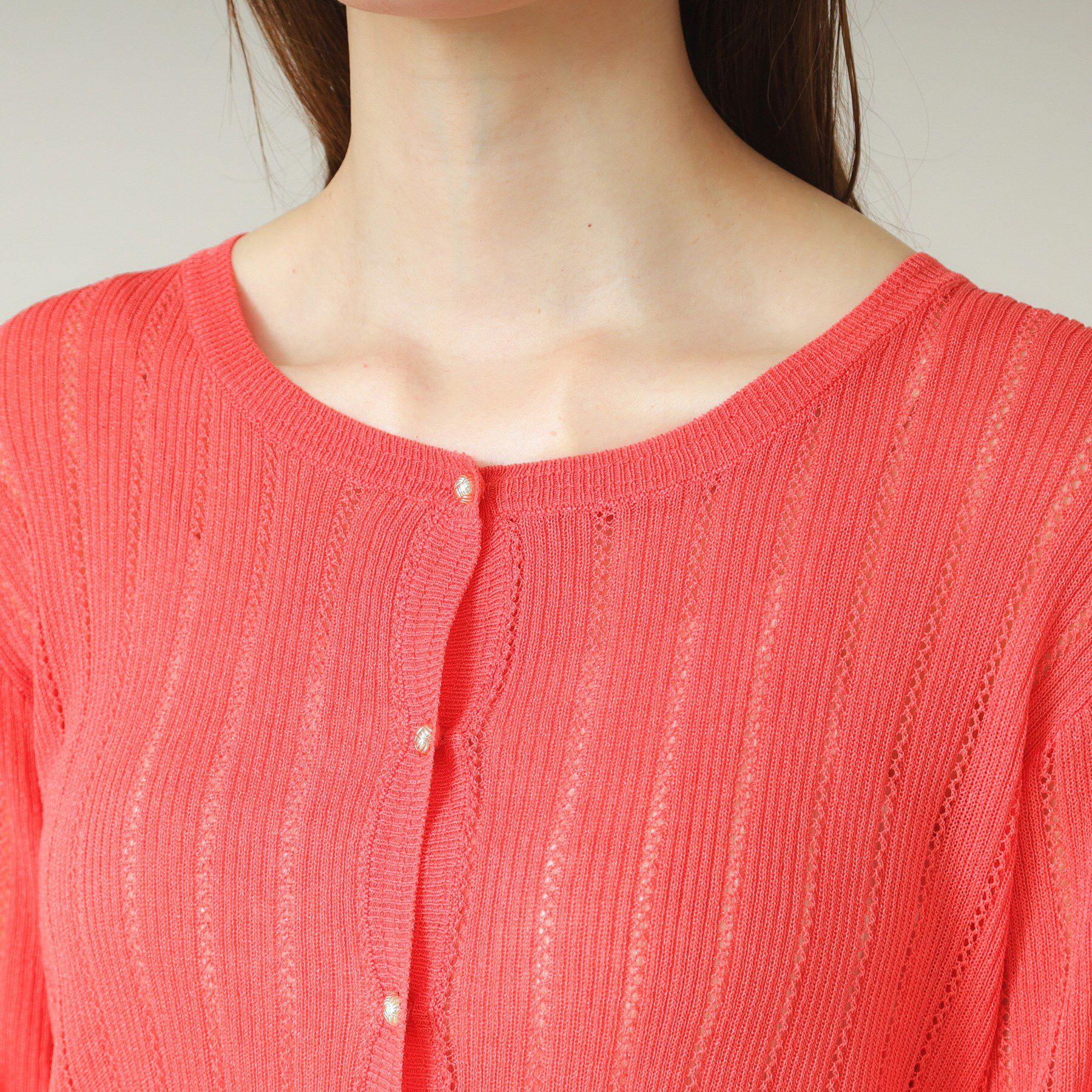 ITS&rsquo;DEMO「【手洗い可】透かし編みクルーカーデ」|カーディガン|