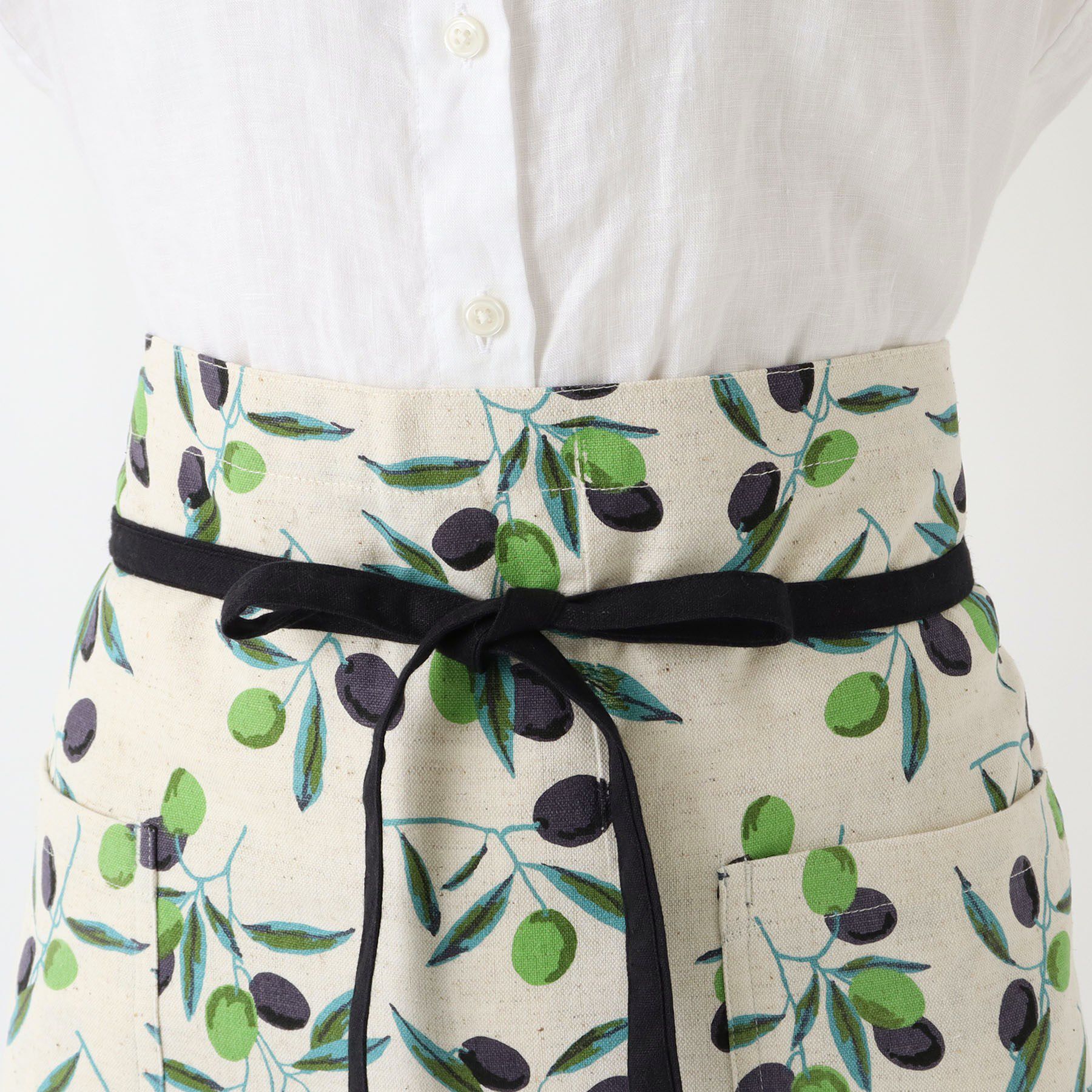 212 KITCHEN STORE「オリーブボーダー ギャルソンエプロン NT」|食器・キッチングッズ|