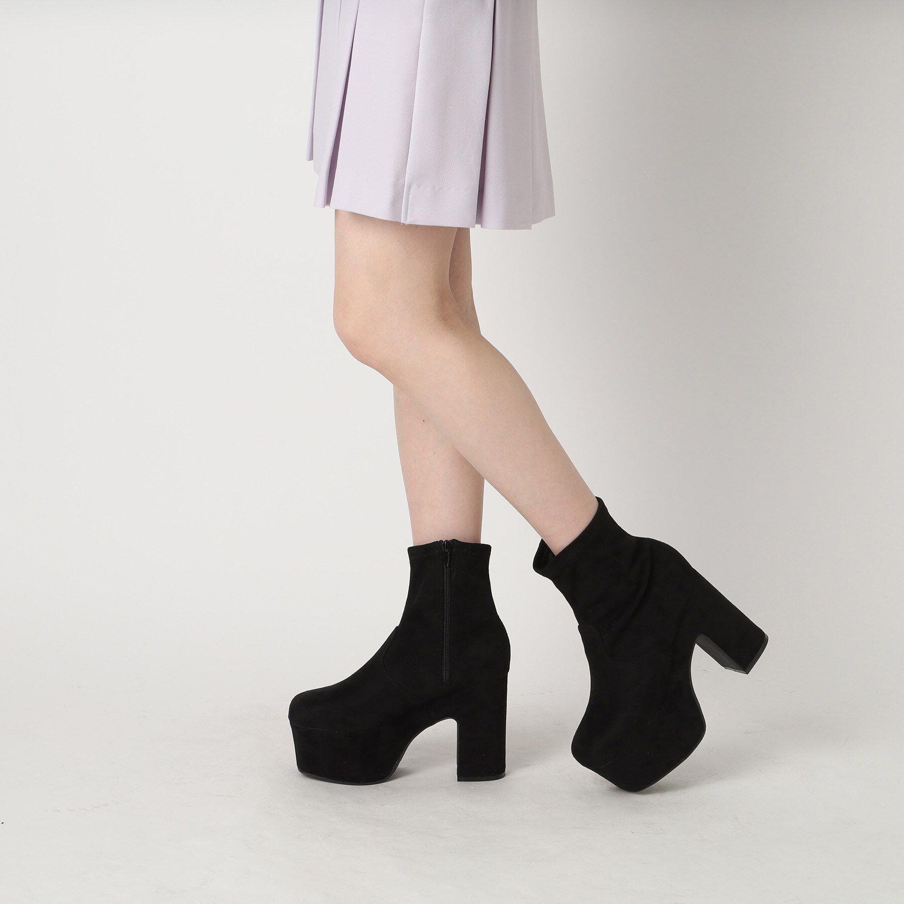 csT&P「スクウェアヒールストレッチブーツ」|ショートブーツ|