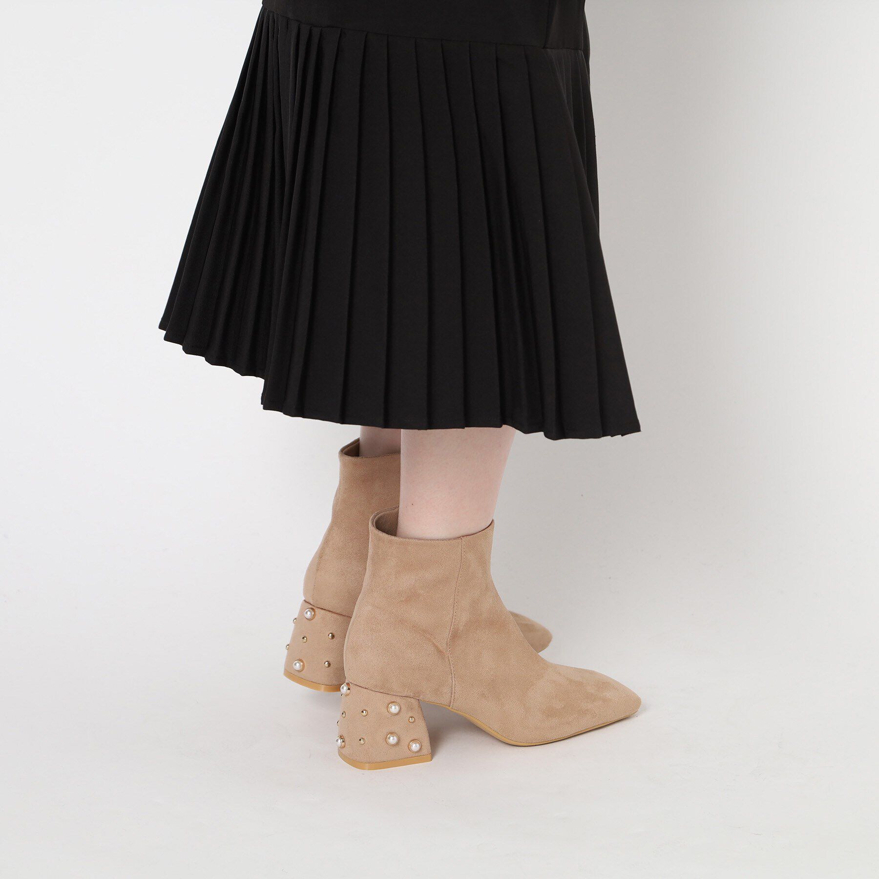 ESPERANZA「パールヒールショートブーツ」|ショートブーツ|