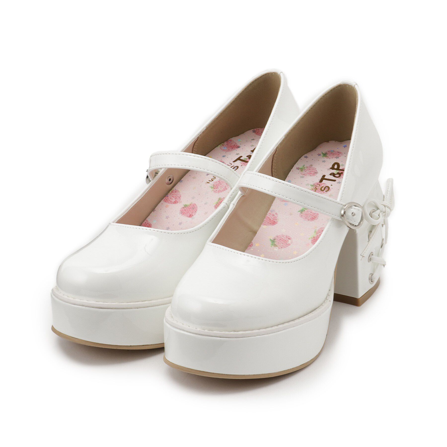 csT&P「厚底ヒールレースアップパンプス」|パンプス|ﾎﾜｲﾄ(201)