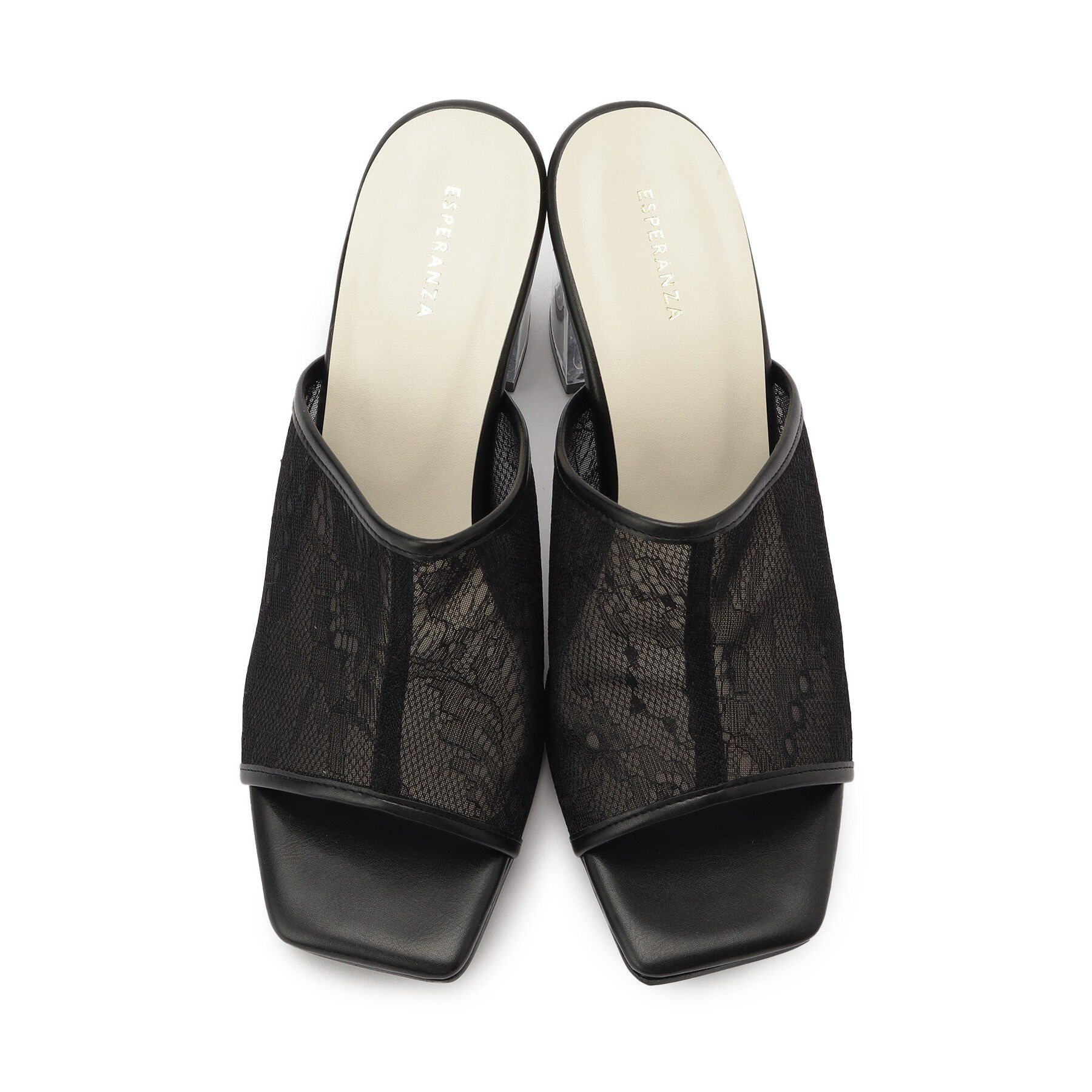 ESPERANZA「チュールメッシュクリアヒールミュール」|サンダル|