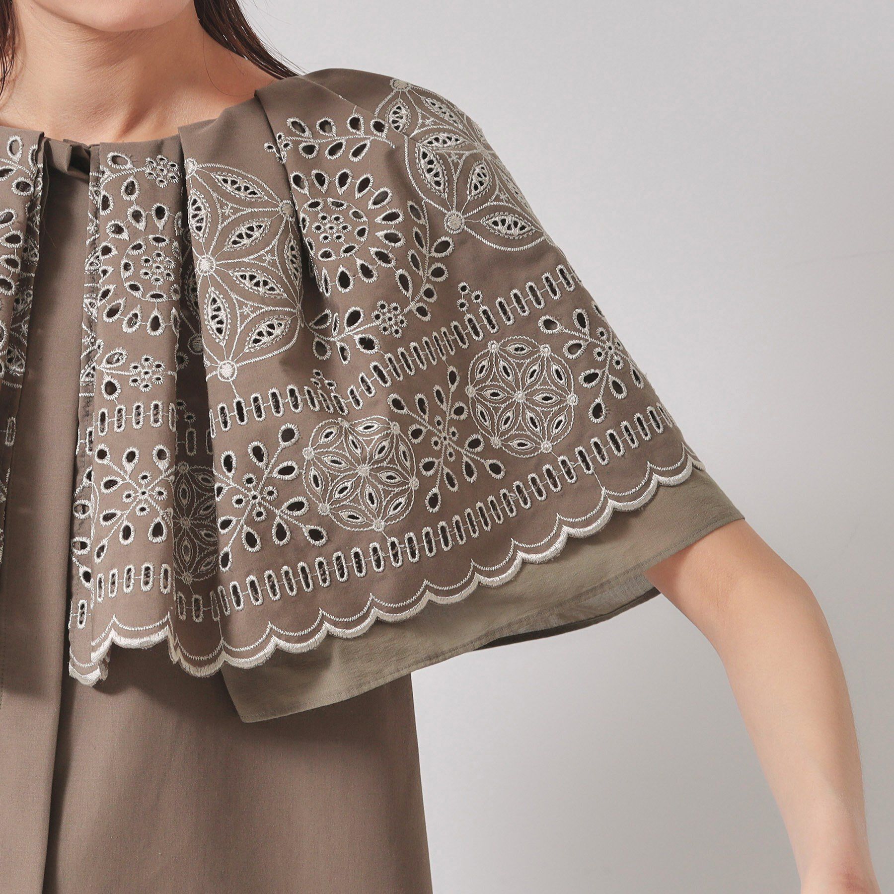 SunaUna「【幾何柄／エンブロイダリー】ケープカラーブラウス」|シャツ・ブラウス|