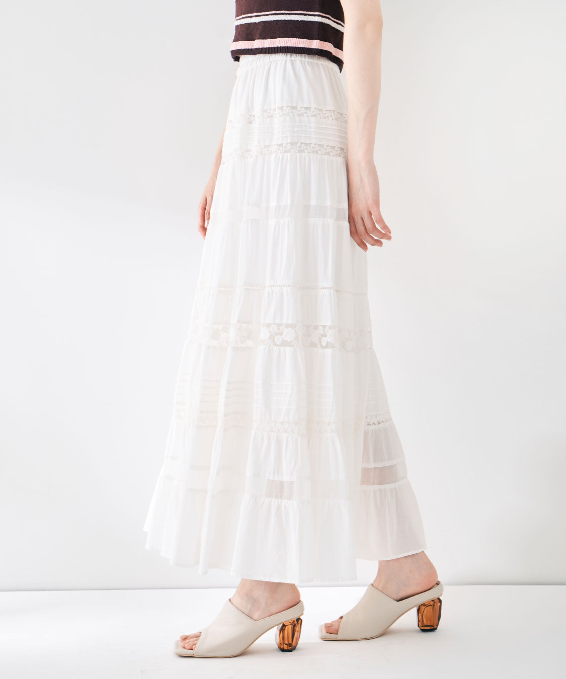 COCO DEAL「レース切替ティアードスカート」|スカート|
