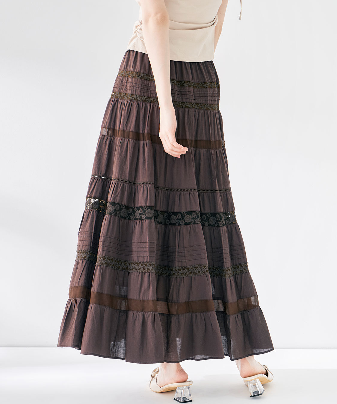 COCO DEAL「レース切替ティアードスカート」|スカート|