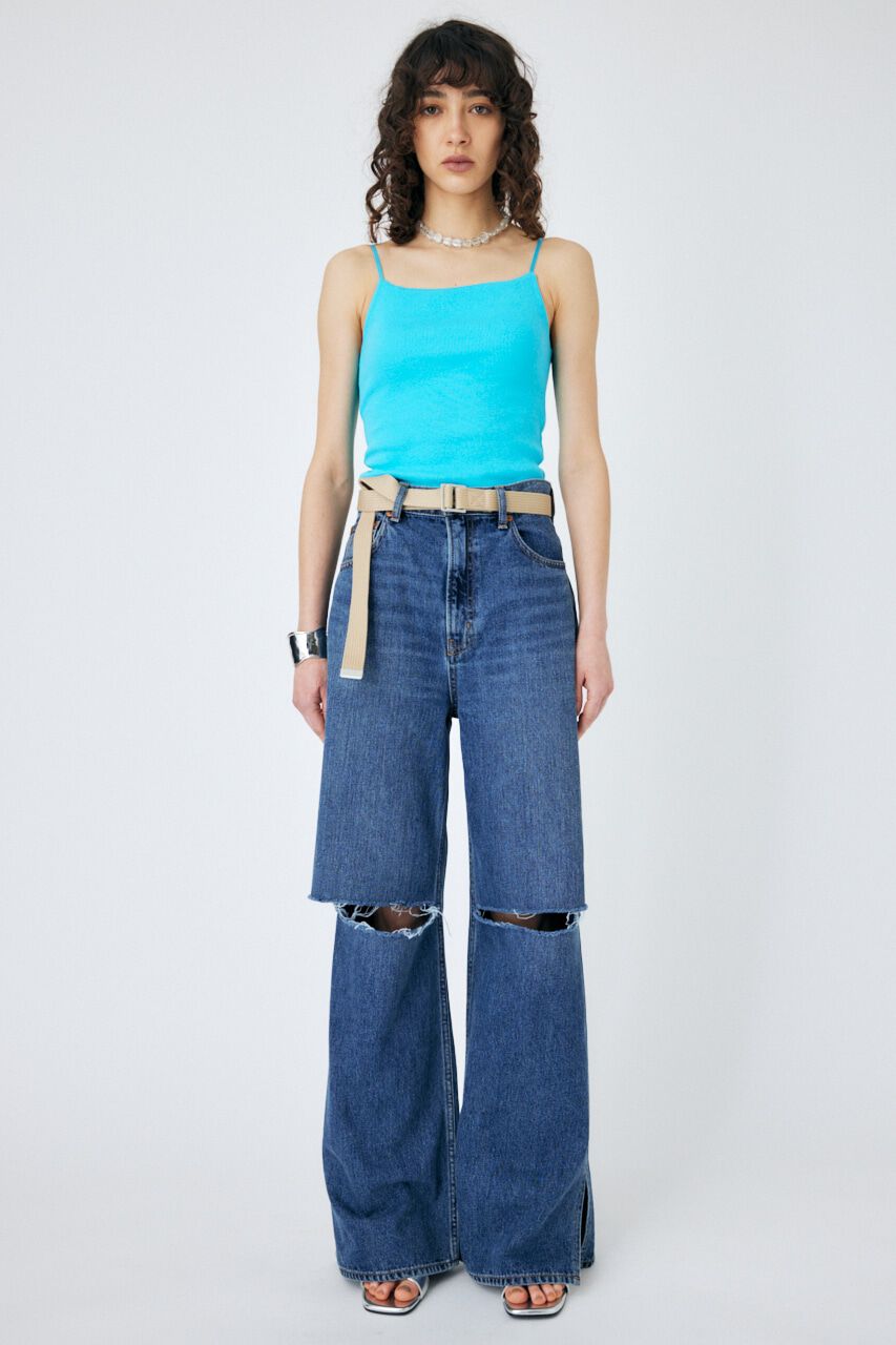 MOUSSY「KNEE SLIT LOOSE STRAIGHT」|デニム|
