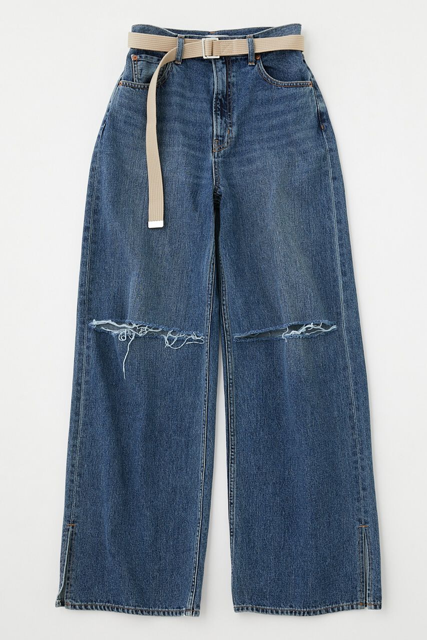 MOUSSY「KNEE SLIT LOOSE STRAIGHT」|デニム|