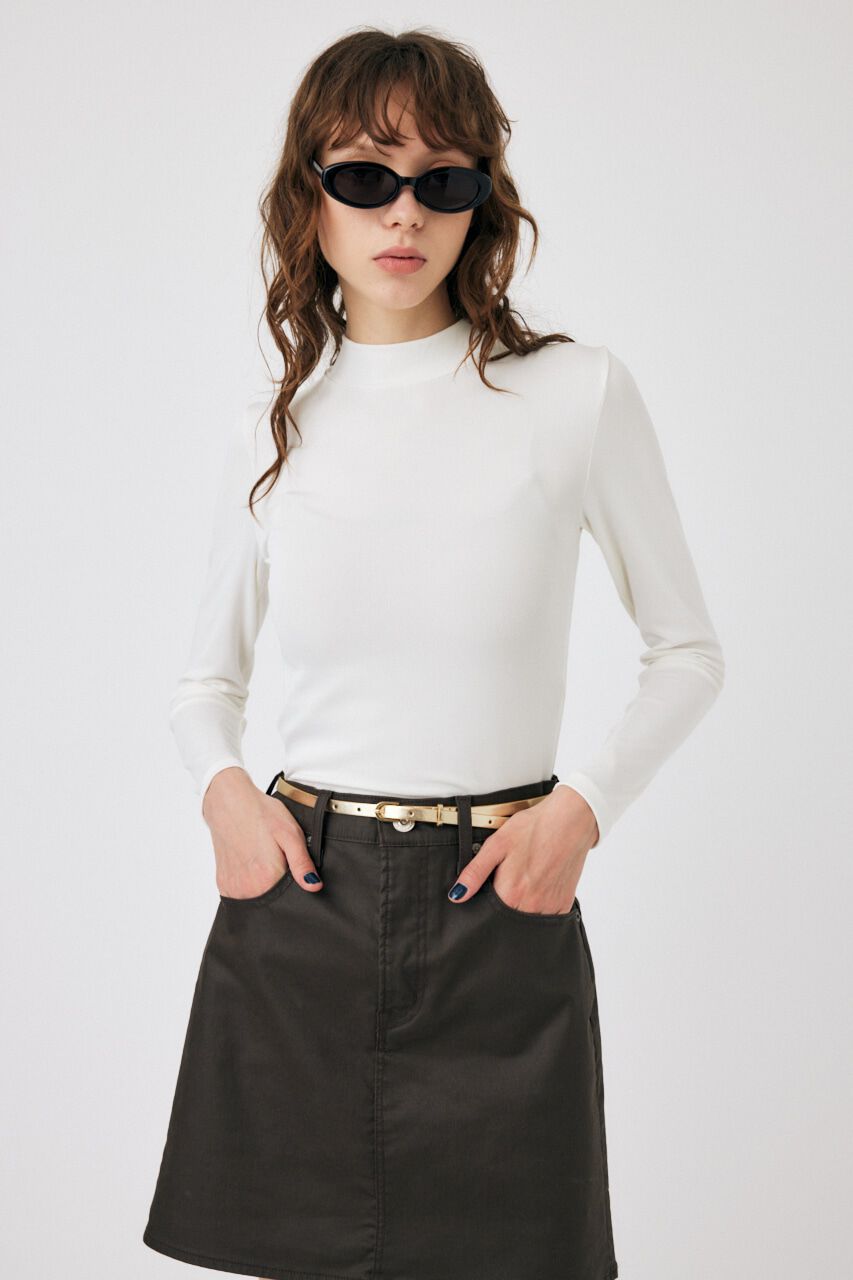 MOUSSY「HIGH NECK SKIN トップス」|Tシャツ・カットソー|O/WHT1