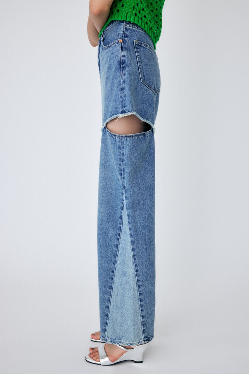 MOUSSY「CUT OUT WIDE STRAIGHT」|デニム|