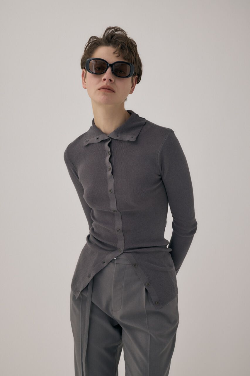 MOUSSY「ｵｰｶﾞﾆｯｸｺｯﾄﾝ使用の薄手ﾆｯﾄやわらかな着心地の前後で着ら 」|ニット・セーター|