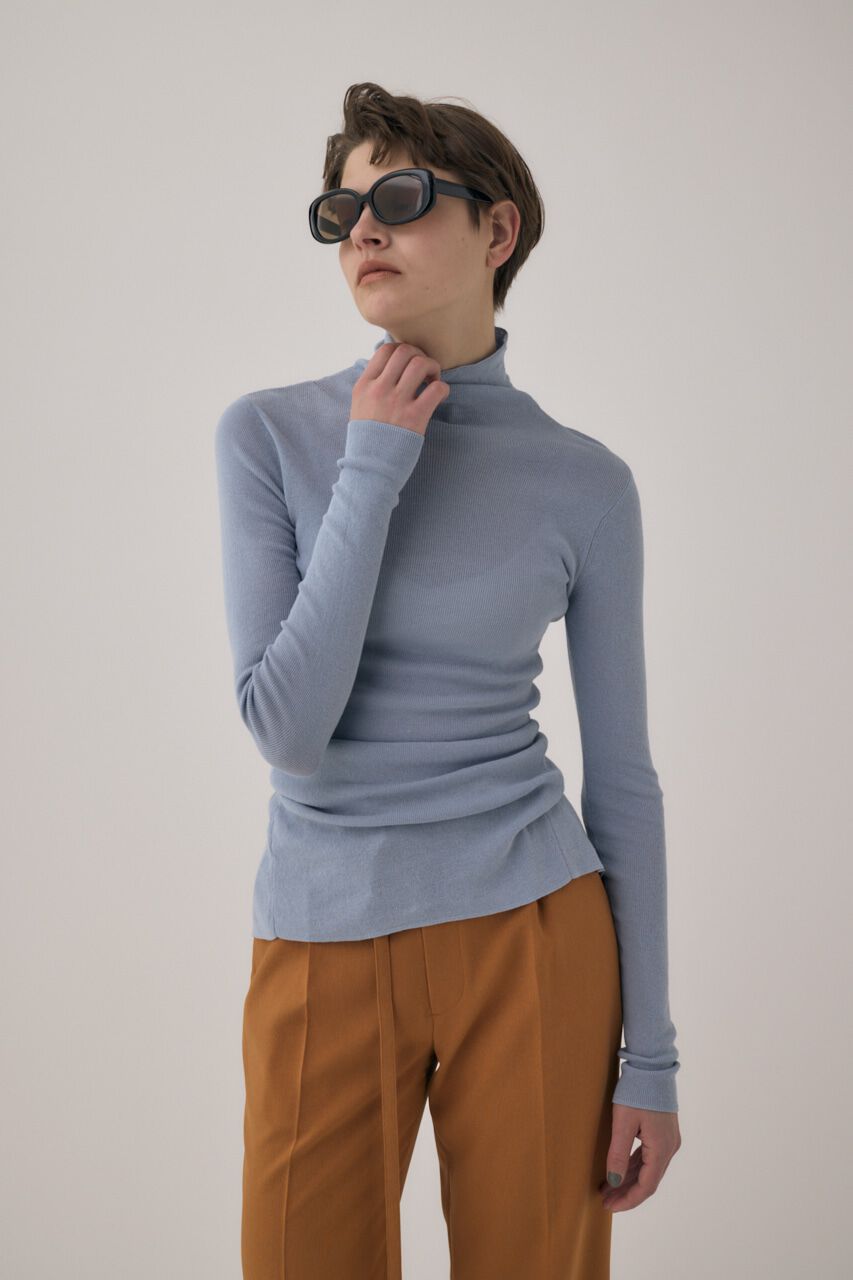 MOUSSY「ｵｰｶﾞﾆｯｸｺｯﾄﾝ使用の薄手ﾆｯﾄやわらかな着心地の前後で着ら 」|ニット・セーター|SAX