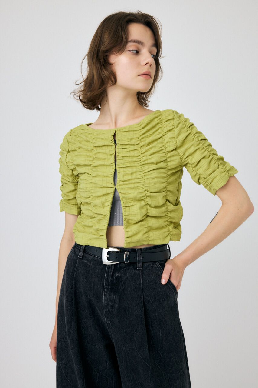 MOUSSY「SHIRRING CROP トップス」|Tシャツ・カットソー|LIME