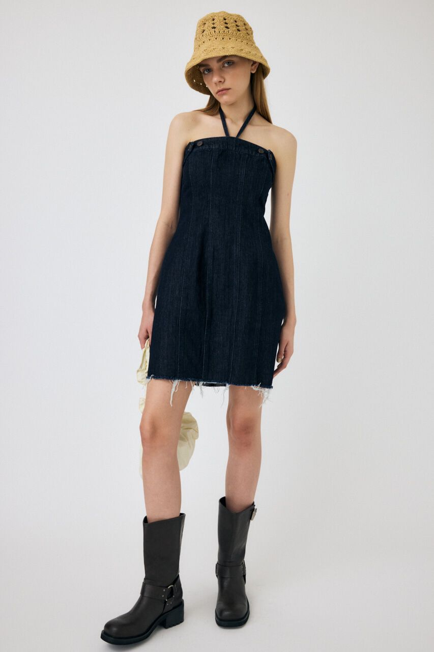 MOUSSY「DENIM BARETOP MINI ワンピース」|ワンピース|One Wash1