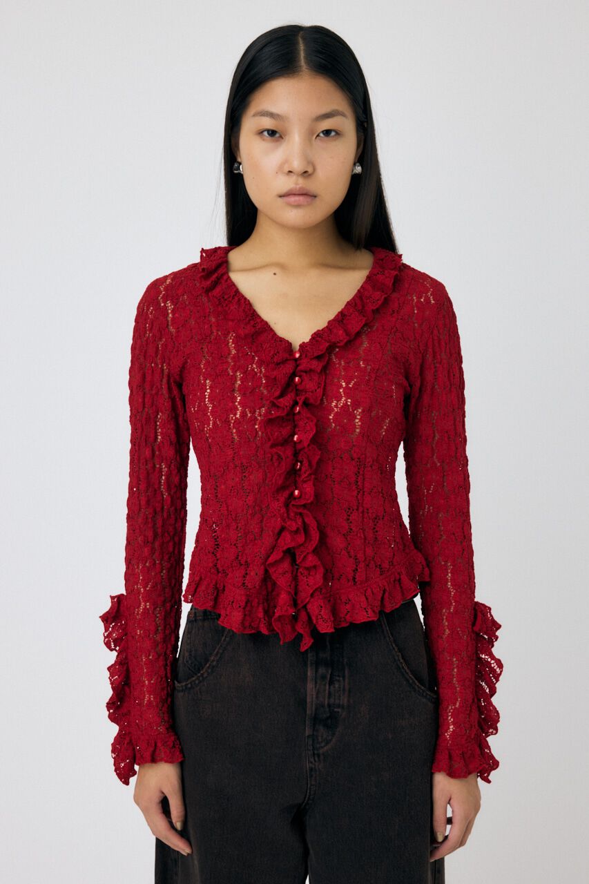 MOUSSY「CUT LACE RUFFLE ブラウス」|Tシャツ・カットソー|