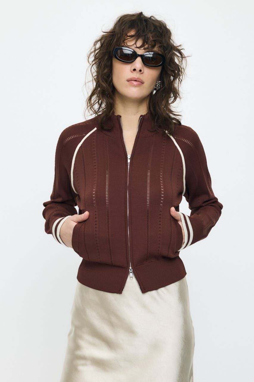 MOUSSY「MIX PATTERN KNIT TRACK トップス」|ニット・セーター|