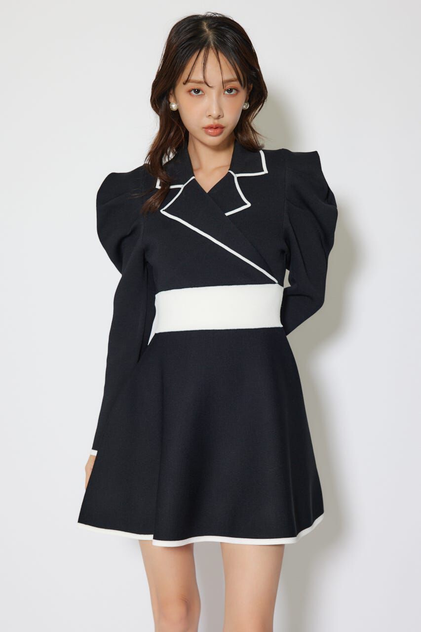 rienda「テーラードカラーミニフレアニットワンピース」|ワンピース|