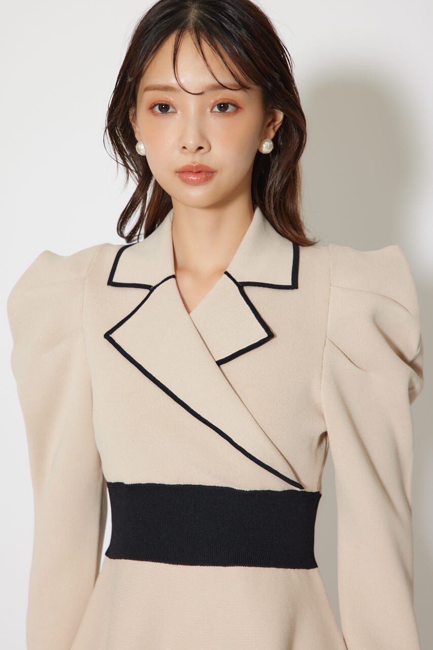 rienda「テーラードカラーミニフレアニットワンピース」|ワンピース|