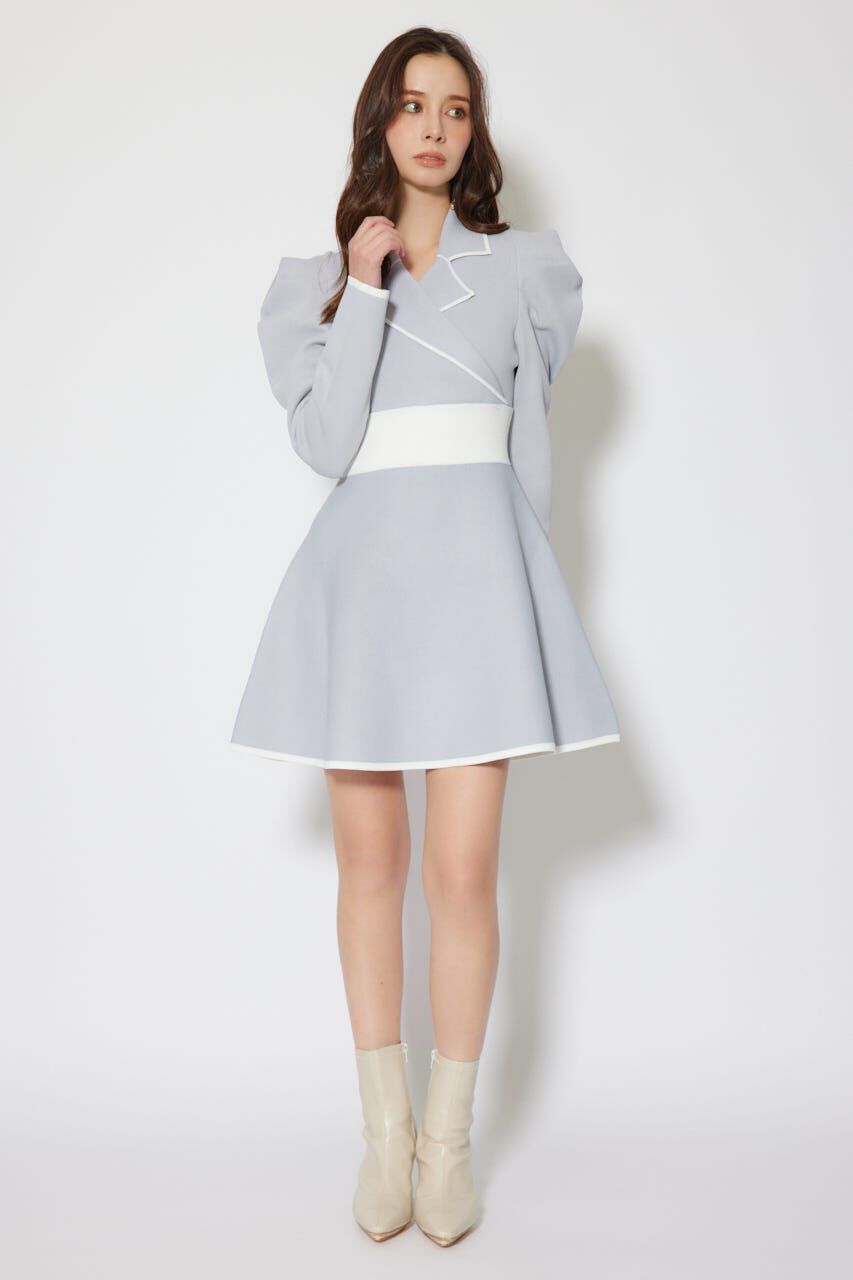 rienda「テーラードカラーミニフレアニットワンピース」|ワンピース|