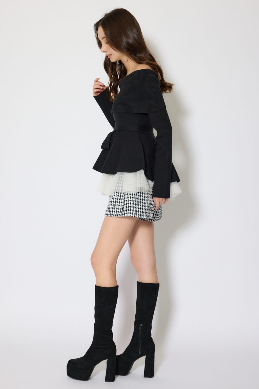 rienda「チュールレイヤードペプラムニットトップス」|ニット・セーター|