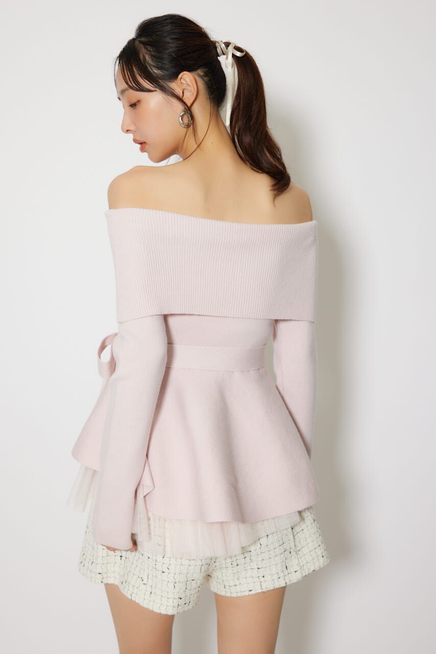 rienda「チュールレイヤードペプラムニットトップス」|ニット・セーター|