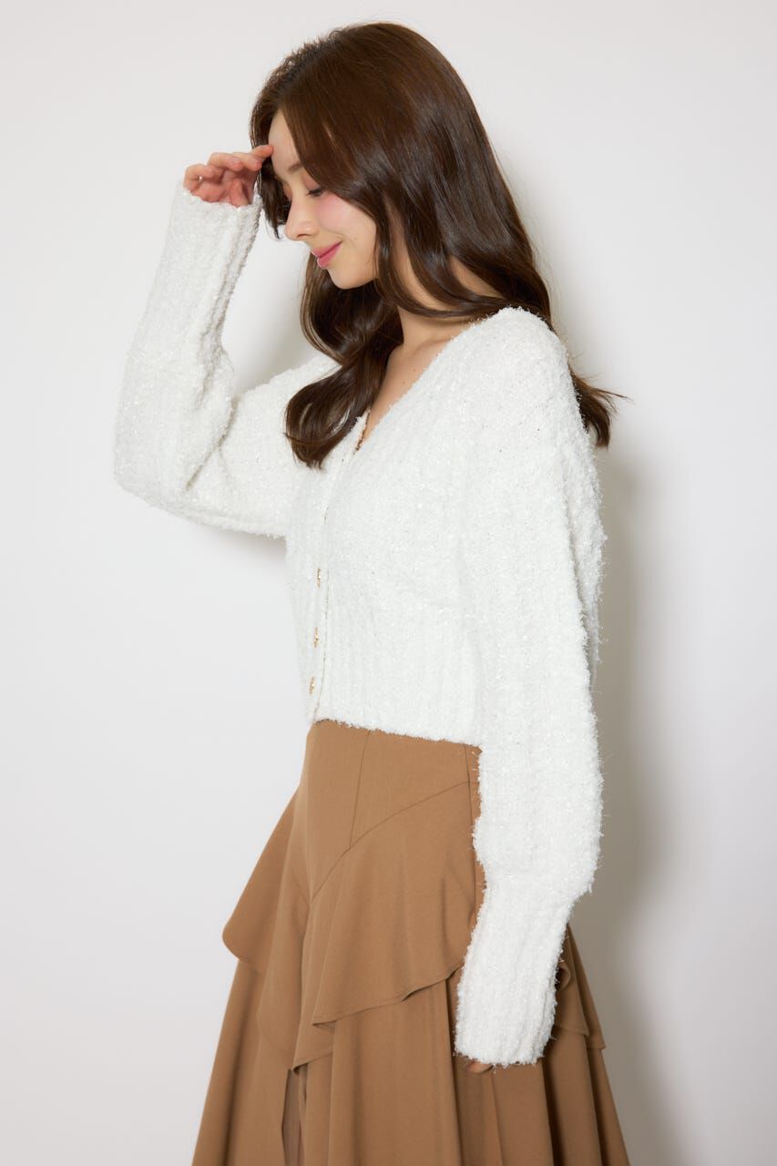 rienda「デザインボタンオフショルニットカーディガントップス」|ニット・セーター|