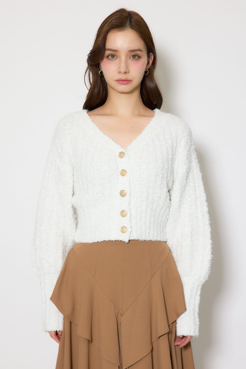 rienda「デザインボタンオフショルニットカーディガントップス」|ニット・セーター|