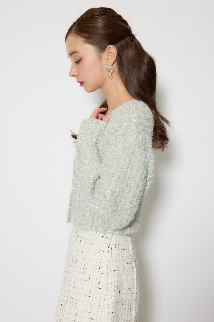 rienda「デザインボタンオフショルニットカーディガントップス」|ニット・セーター|