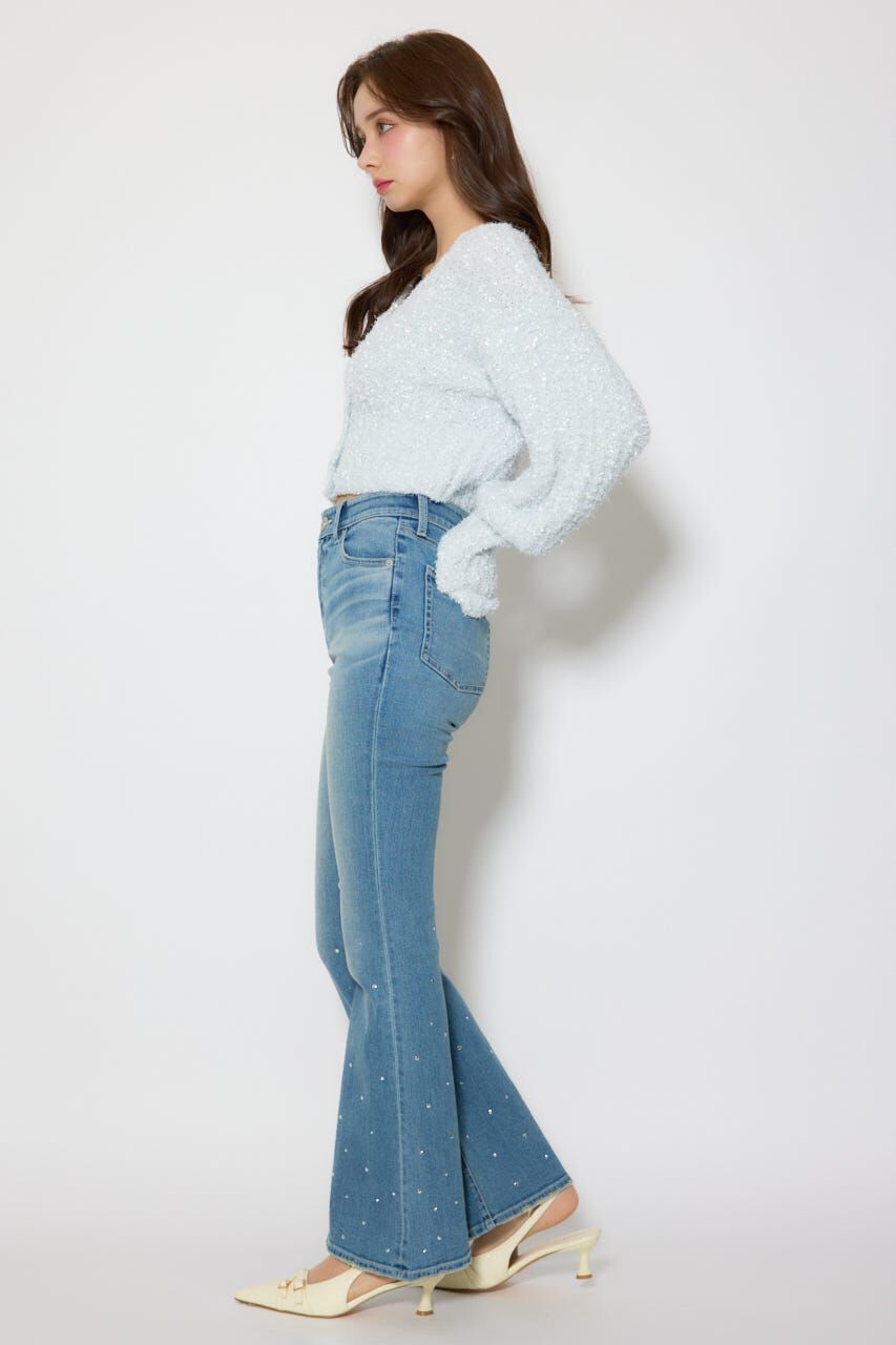 rienda「デザインボタンオフショルニットカーディガントップス」|ニット・セーター|