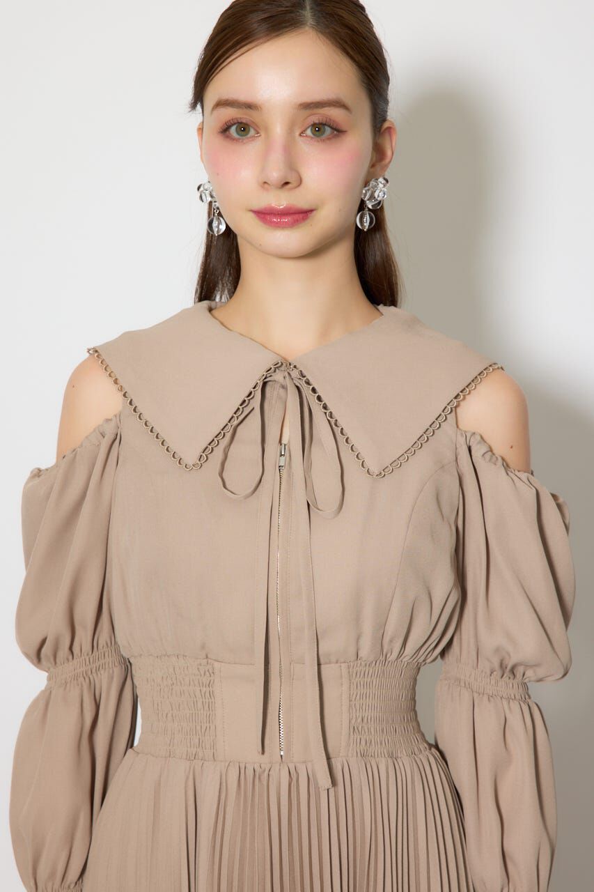 rienda「BIGカラープリーツフレアワンピース」|ワンピース|