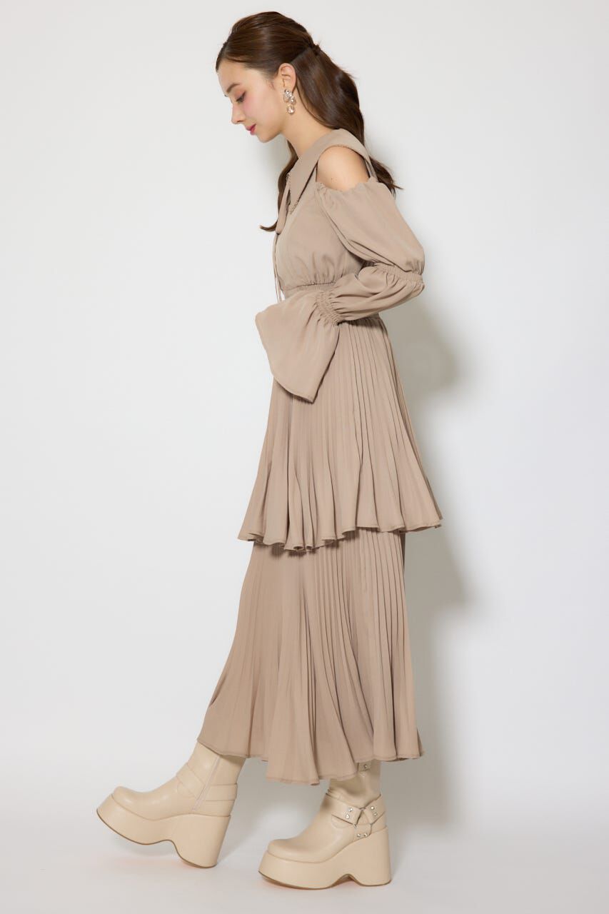 rienda「BIGカラープリーツフレアワンピース」|ワンピース|