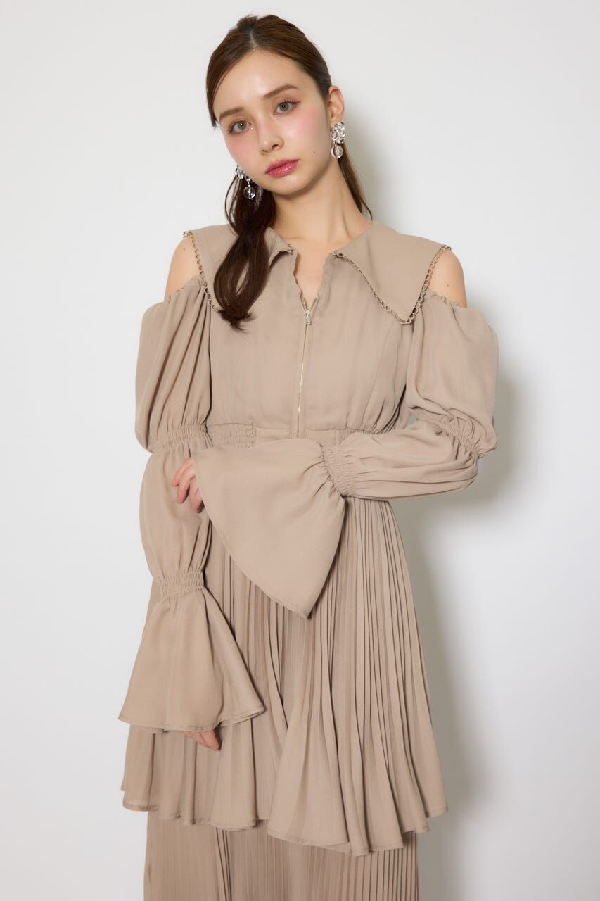 rienda「BIGカラープリーツフレアワンピース」|ワンピース|