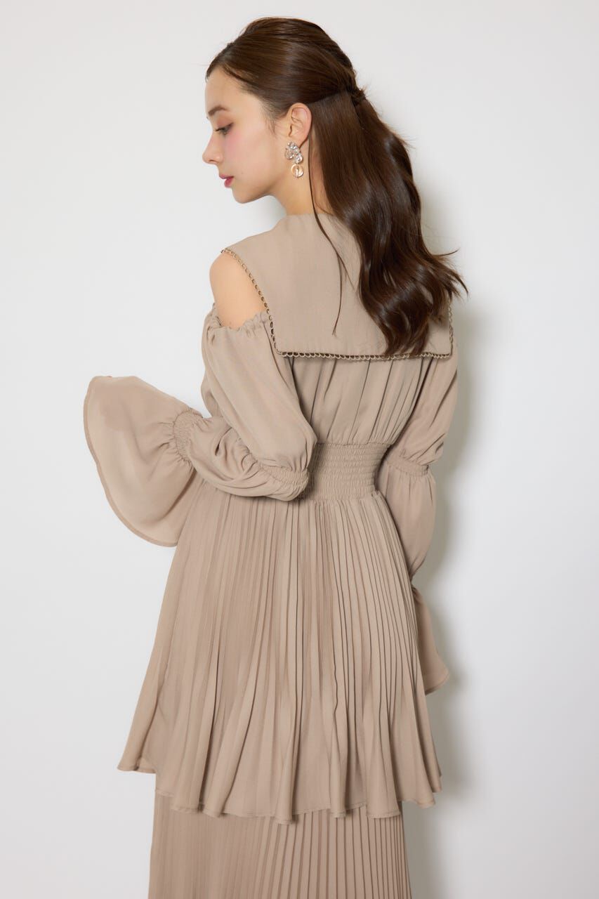 rienda「BIGカラープリーツフレアワンピース」|ワンピース|