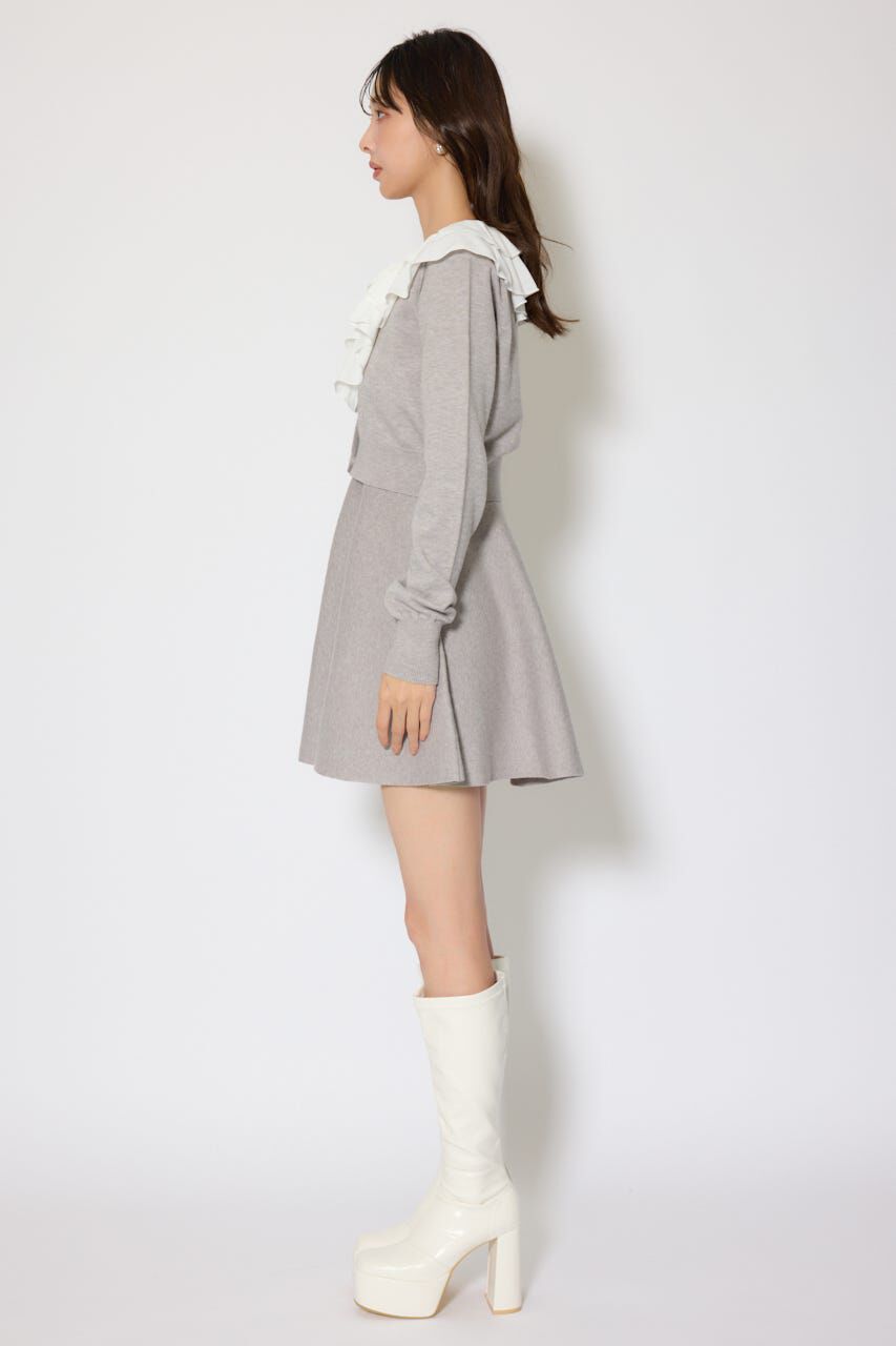 rienda「フリルカラーニットカーディガンセットワンピース」|ワンピース|