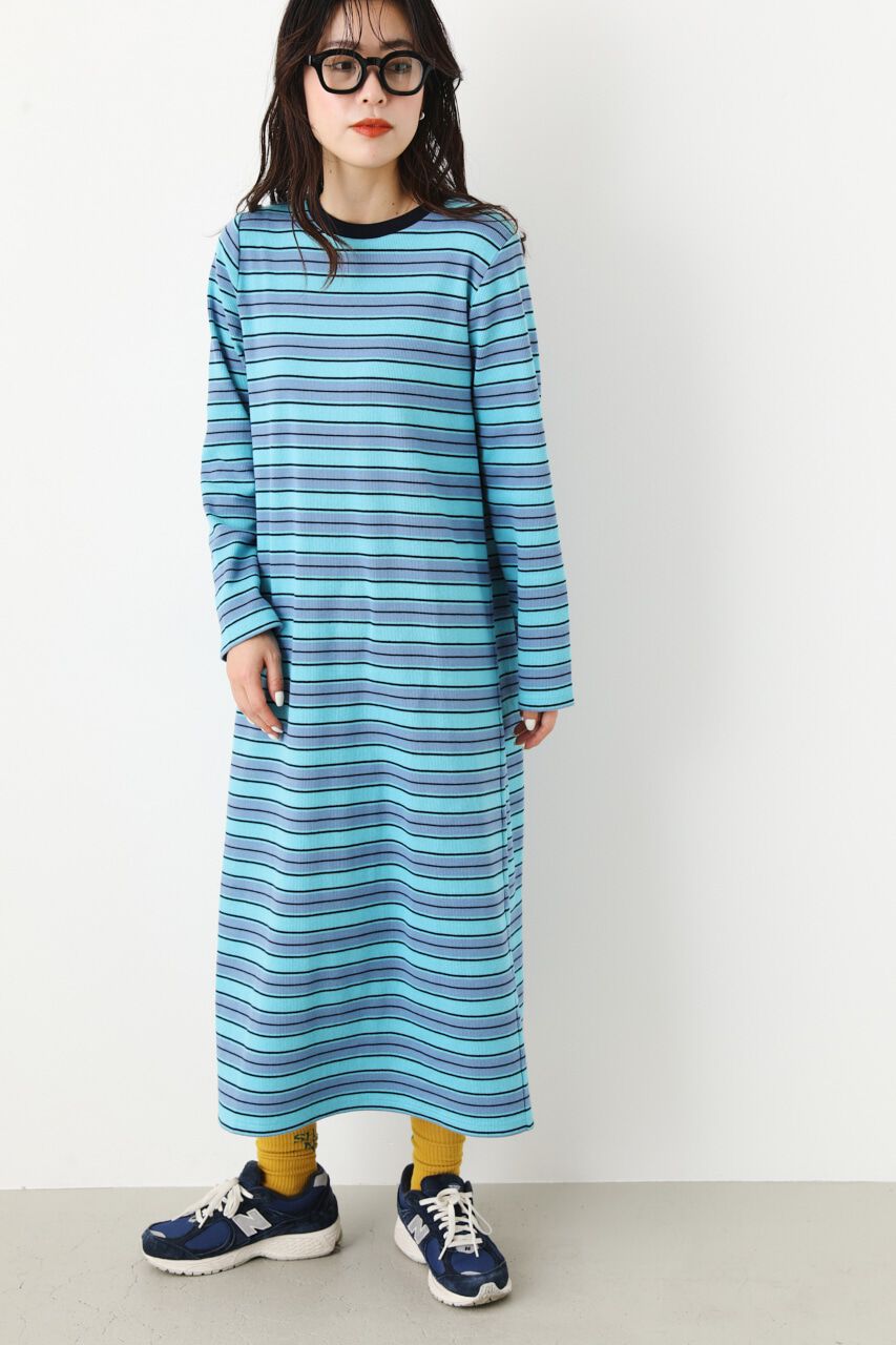 RODEO CROWNS「マルチボーダーリブワンピース」|ワンピース|柄BLU5