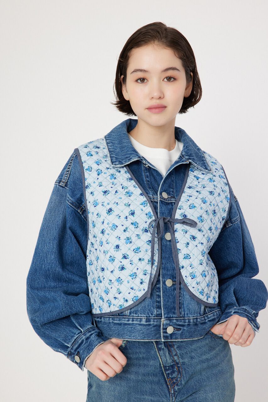 RODEO CROWNS「フラワーキルトベスト」|ダウンベスト・ベスト|柄BLU5