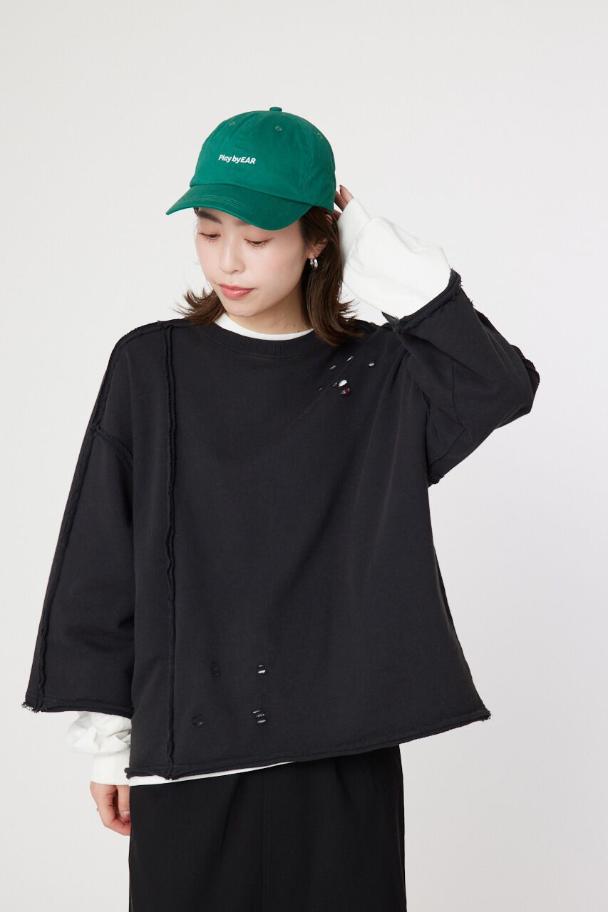 RODEO CROWNS「ウォッシュダメージスウェット」|Tシャツ・カットソー|BLK