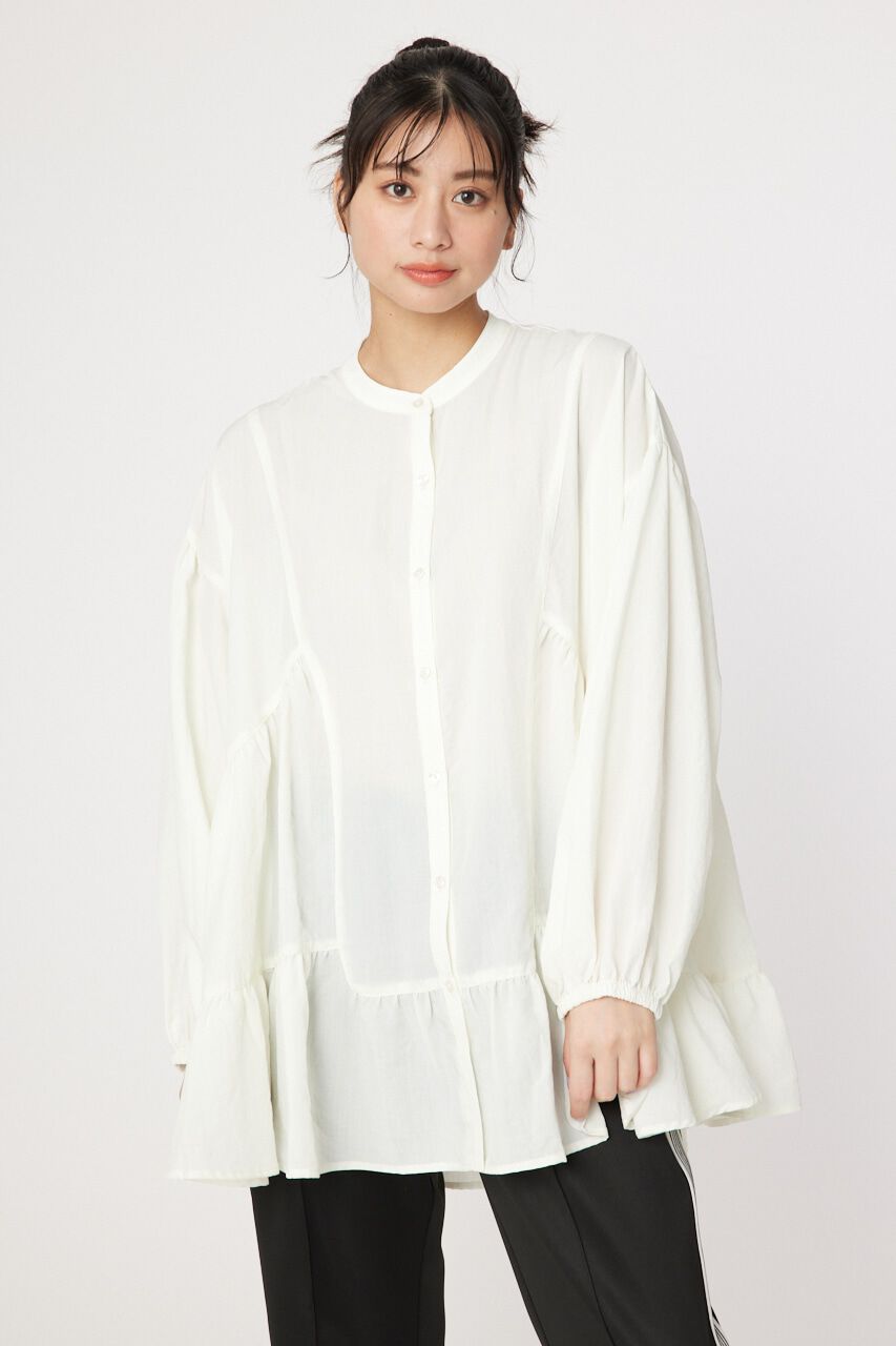 RODEO CROWNS「バンドカラーティアードチュニック」|シャツ・ブラウス|O/WHT1