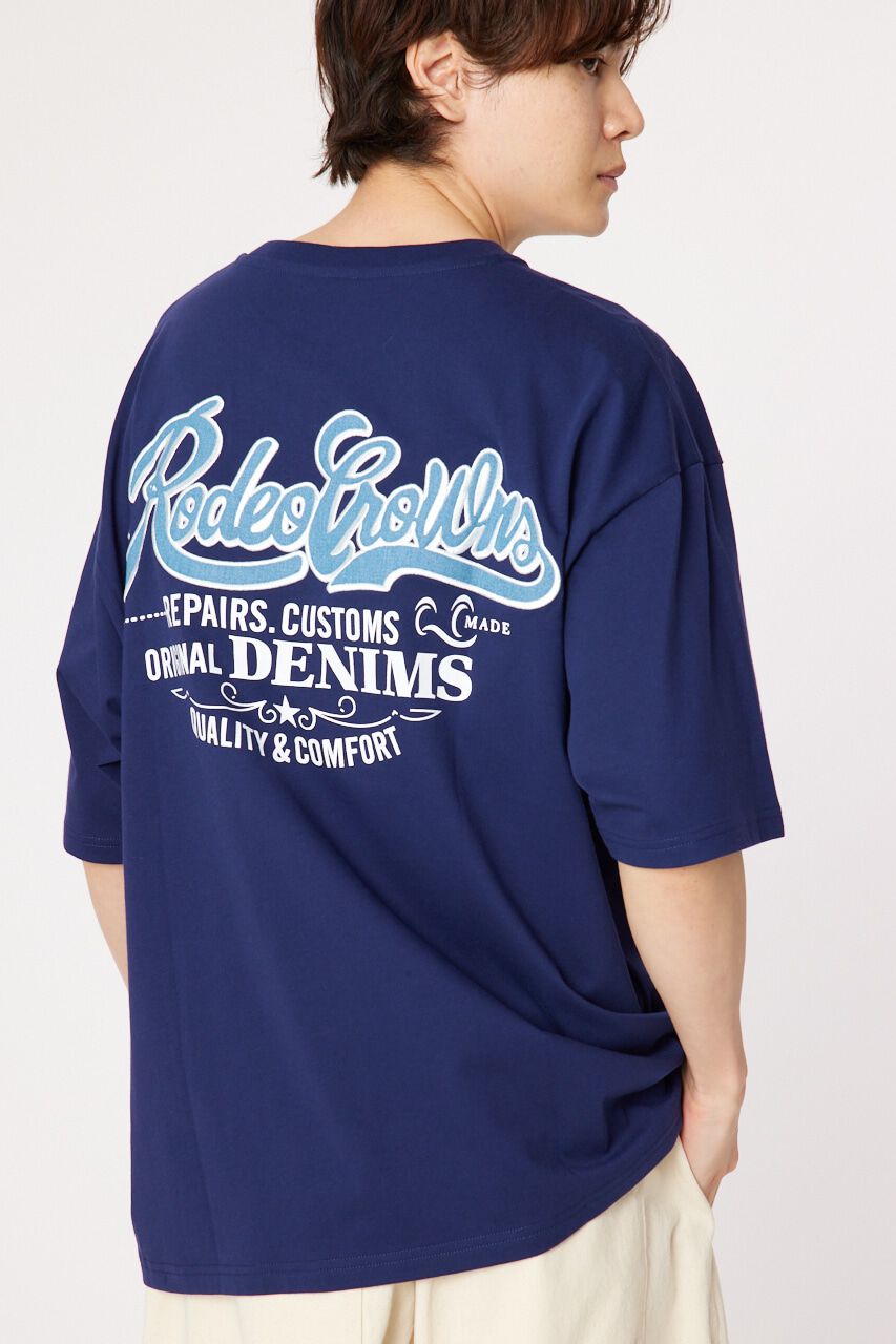 RODEO CROWNS「メンズ デニムパッチTシャツ」|Tシャツ・カットソー|NVY
