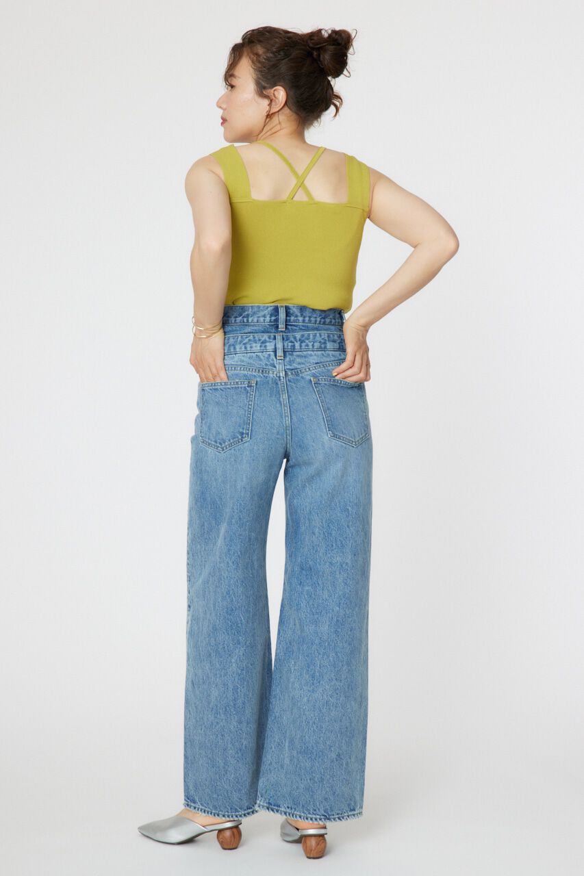 RODEO CROWNS「ダブルベルトウエストワイドパンツ」|デニム|