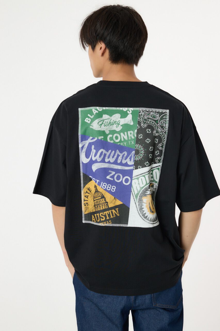 RODEO CROWNS「バックパッチワークイラストTシャツ」|Tシャツ・カットソー|BLK