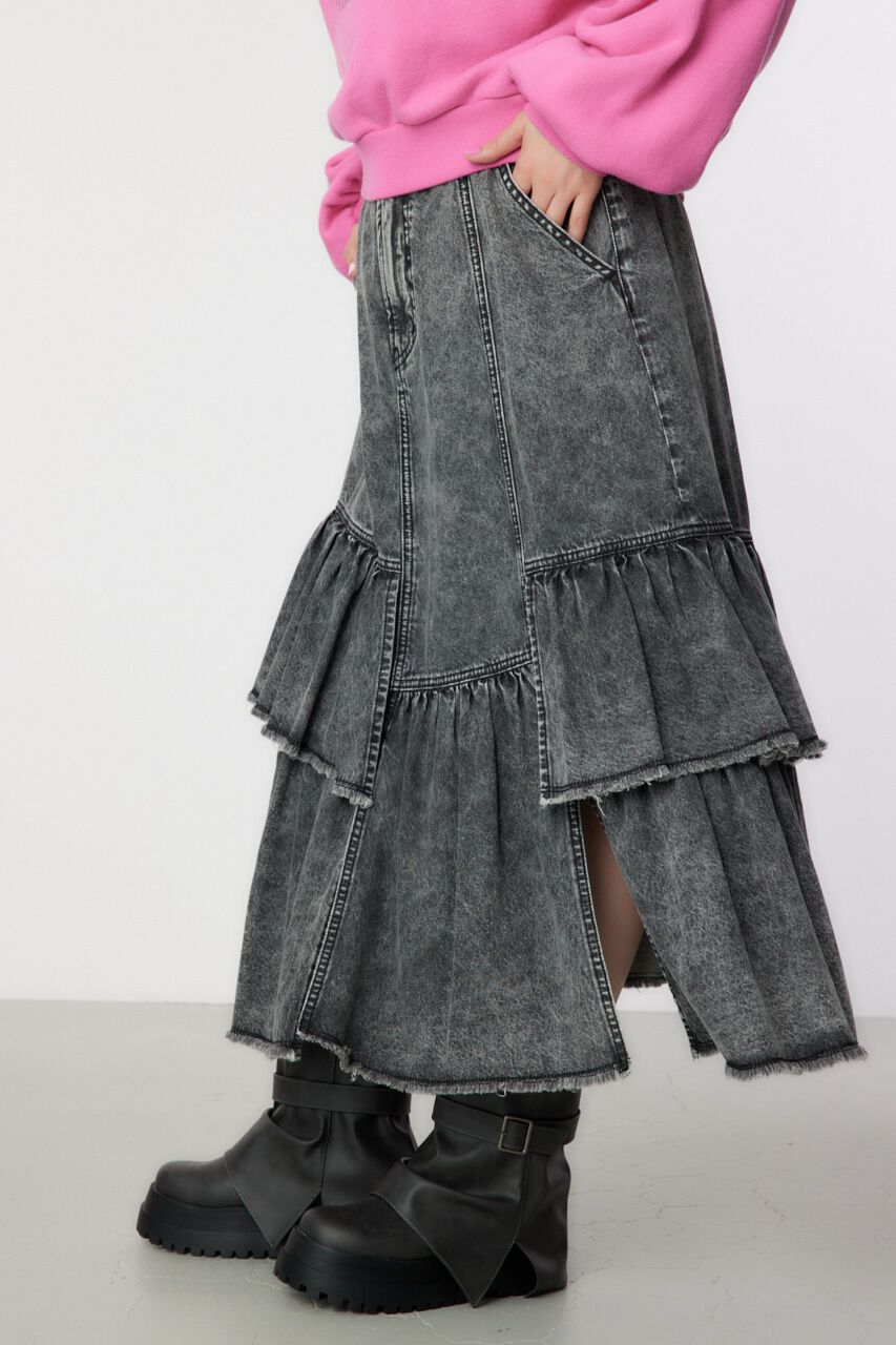 RODEO CROWNS「CHEMICAL DENIM TIERED SK」|スカート|